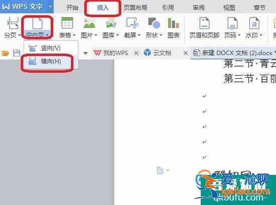 如何在WPS中插入一頁橫向的紙？