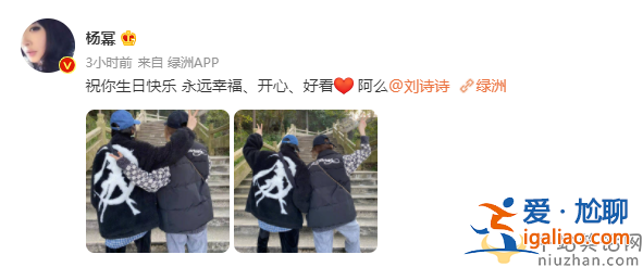 楊冪曬背影合照為劉詩詩慶生 詩冪親密摟抱感情深