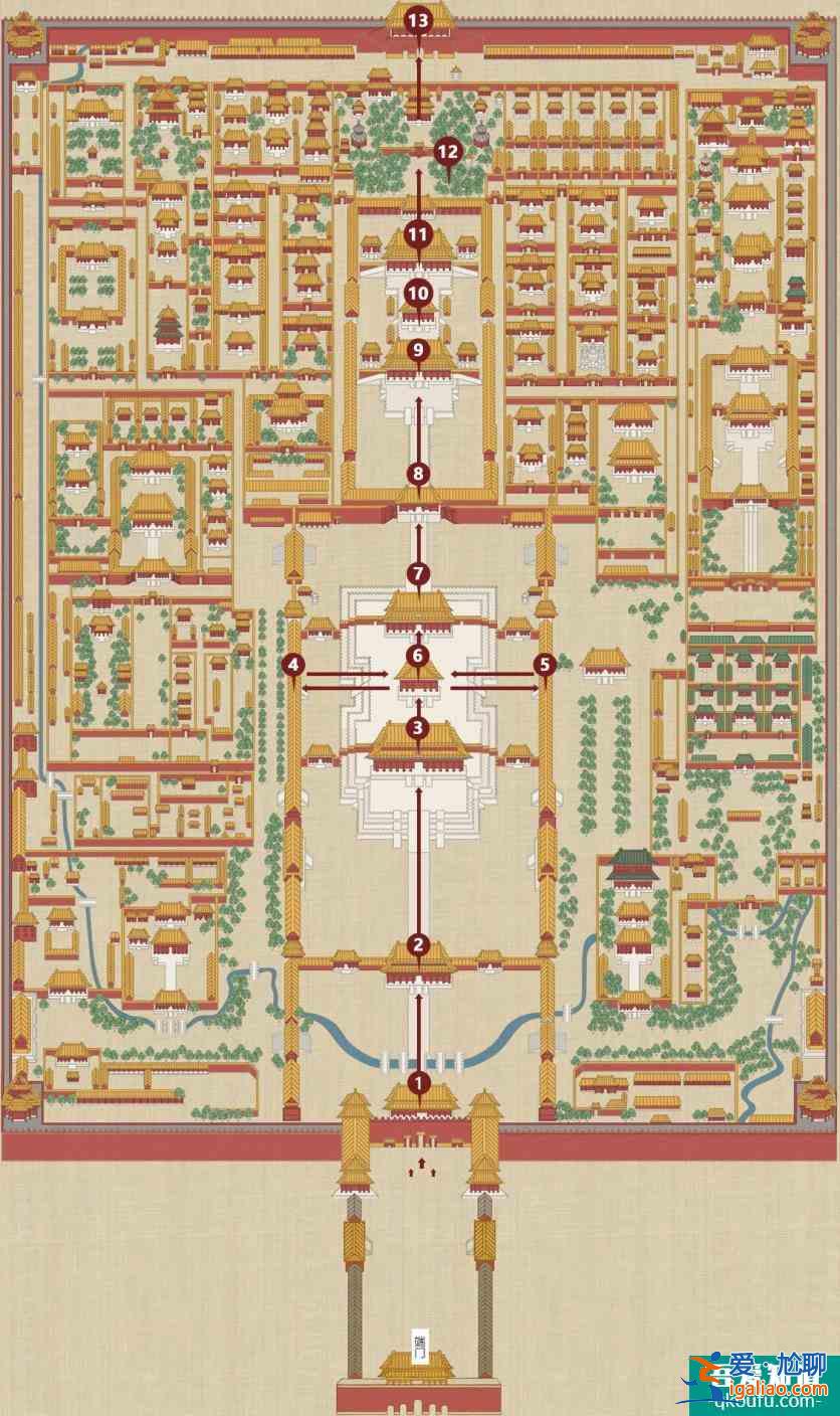 故宮游覽路線示意圖 故宮游覽路線官方推薦？
