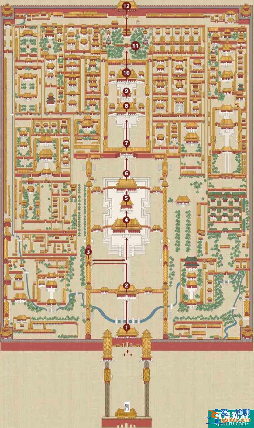 故宮游覽路線示意圖 故宮游覽路線官方推薦？