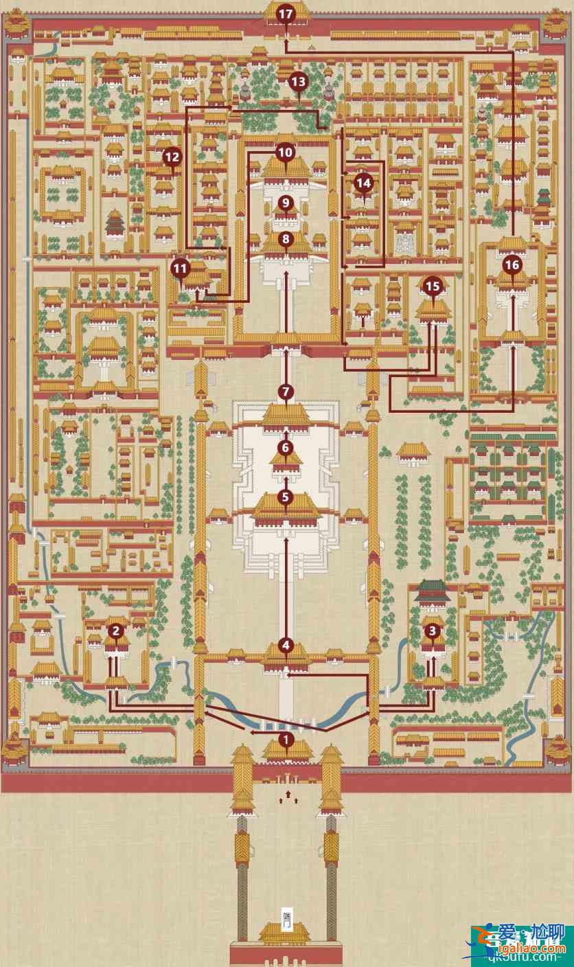 故宮游覽路線示意圖 故宮游覽路線官方推薦？