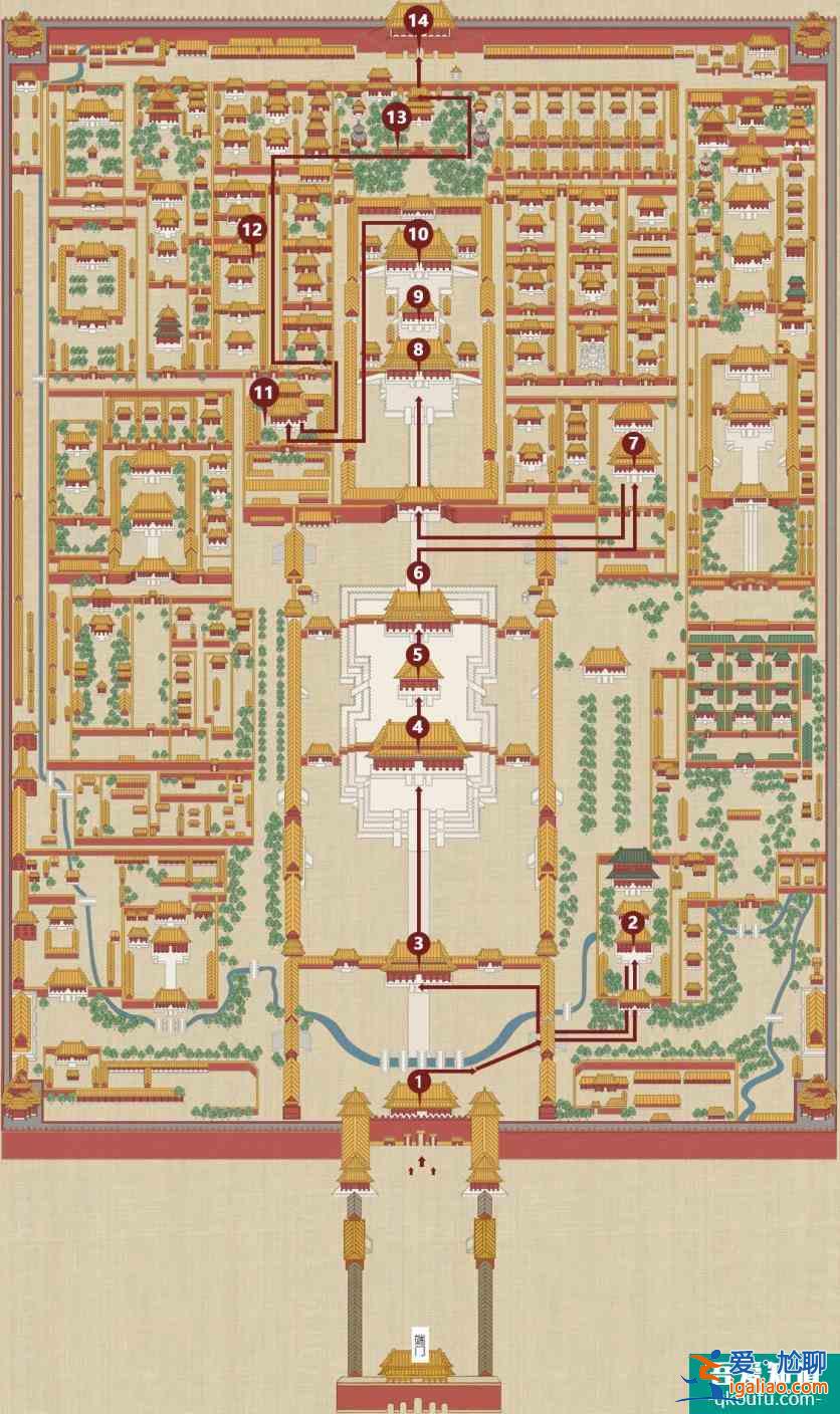 故宮游覽路線示意圖 故宮游覽路線官方推薦？