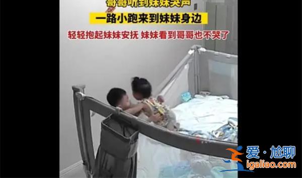 哥哥聽到妹妹哭聲一路小跑來安撫畫面溫馨[安撫]？