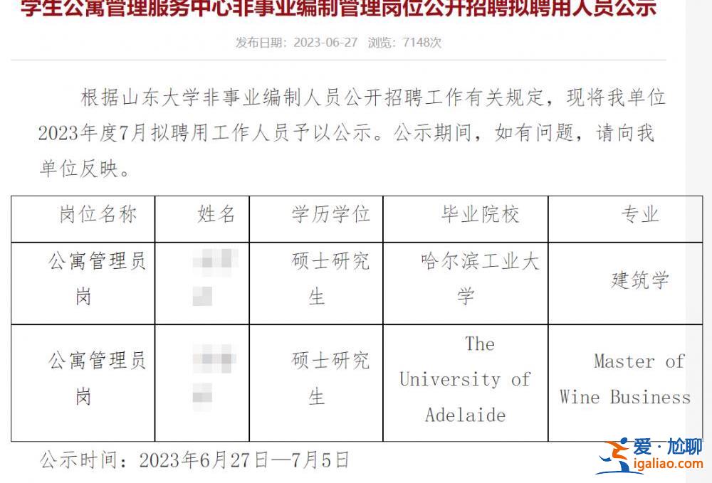 山大擬聘兩名碩士為公寓管理員引爭議 是“大材小用”還是“宿管升級”？