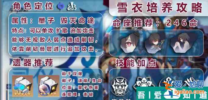 崩壞星穹鐵道雪衣培養攻略 具體介紹？