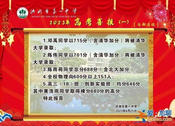 荊州高中升學(xué)率，荊卅中學(xué)2023年高考一本率是多少？