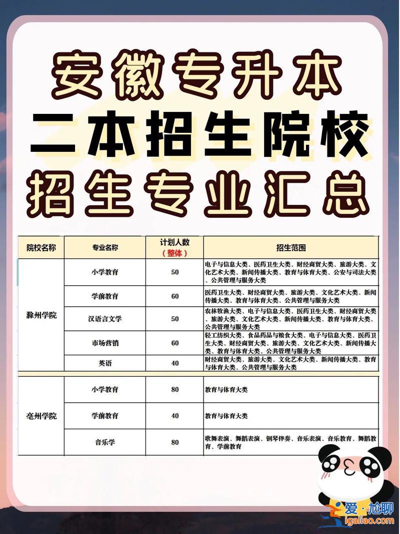 安徽專升本大學(安徽的專升本院校有哪些)？